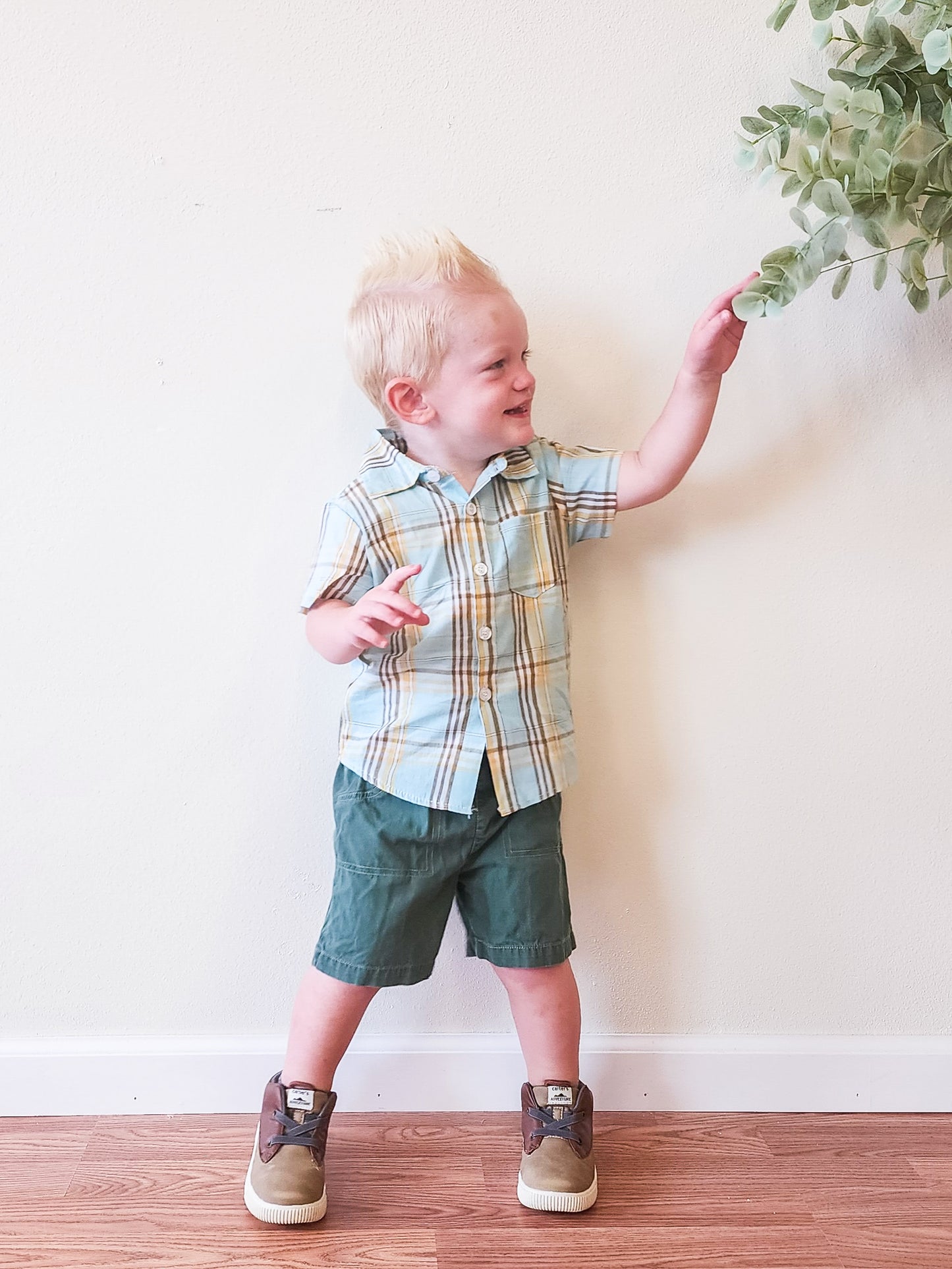 Kids - Mint Plaid Button Down Shirt