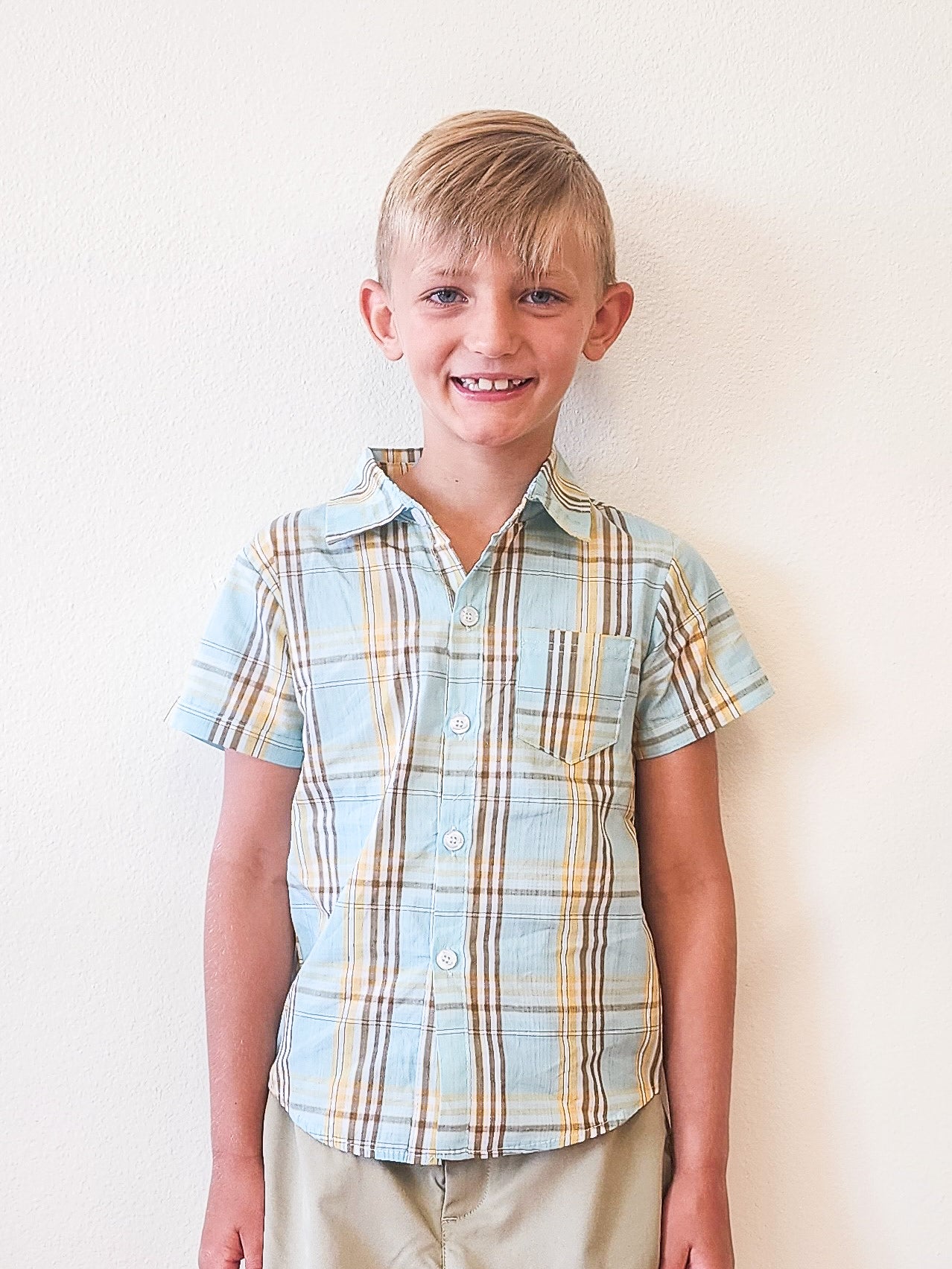 Kids - Mint Plaid Button Down Shirt