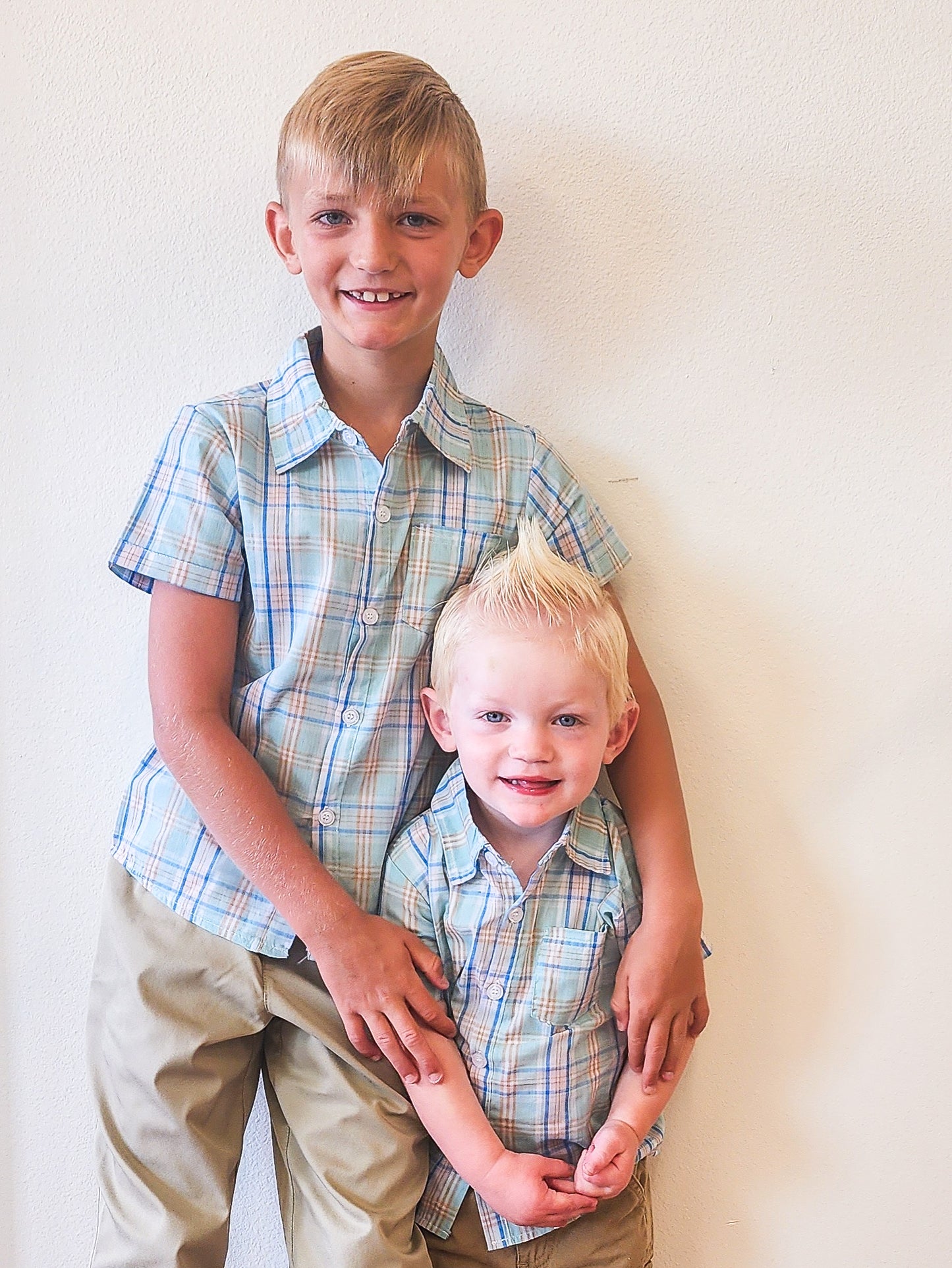 Kids - Turquoise Plaid Button Down Shirt