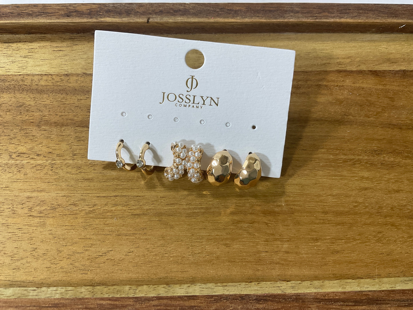 Trio Pearl Diamond Cut Huggie Hoop Earrings