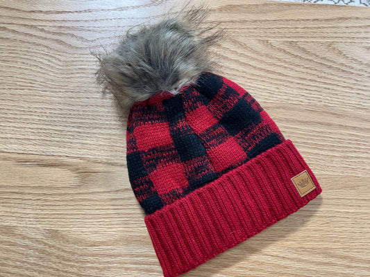 Red Buffalo Plaid Pom Hat