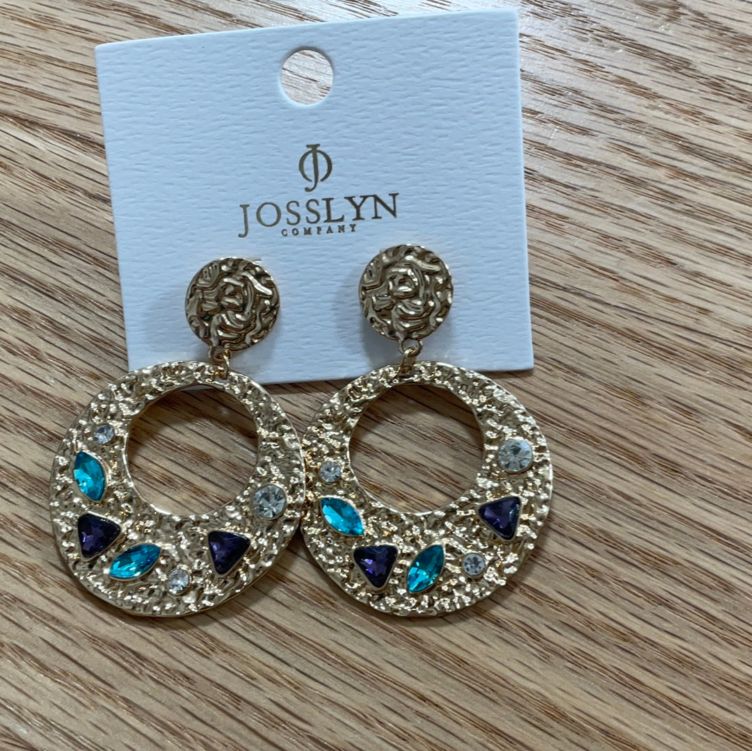 Gold Hammered Dangle With Jems