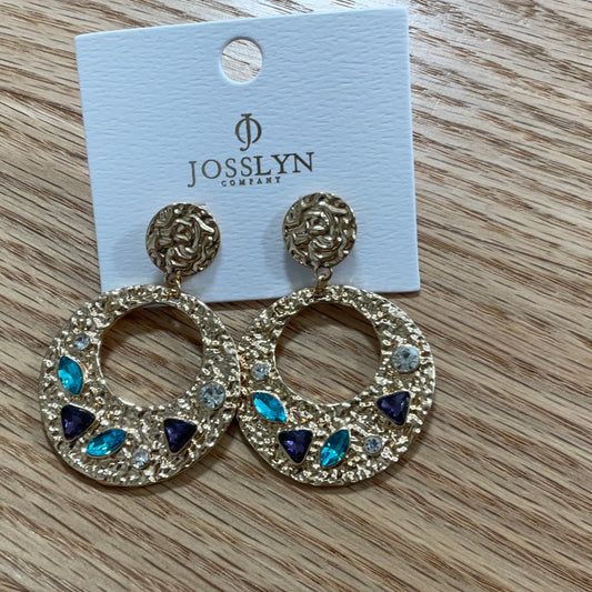 Gold Hammered Dangle With Jems