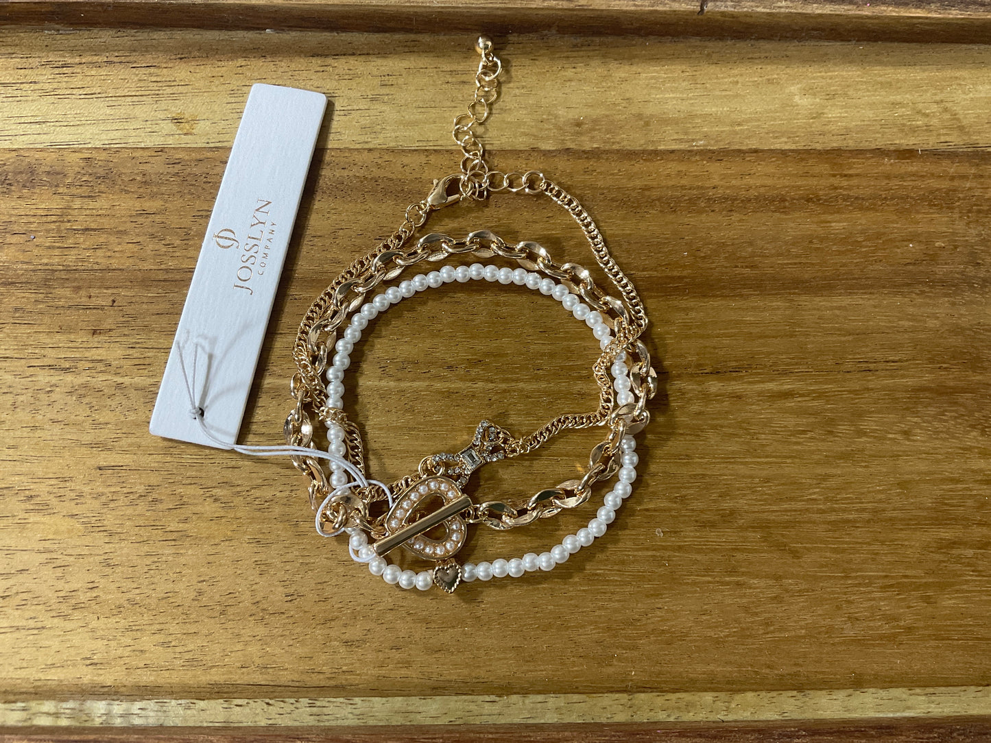 Heart Pearl 2 Row Bracelet Set
