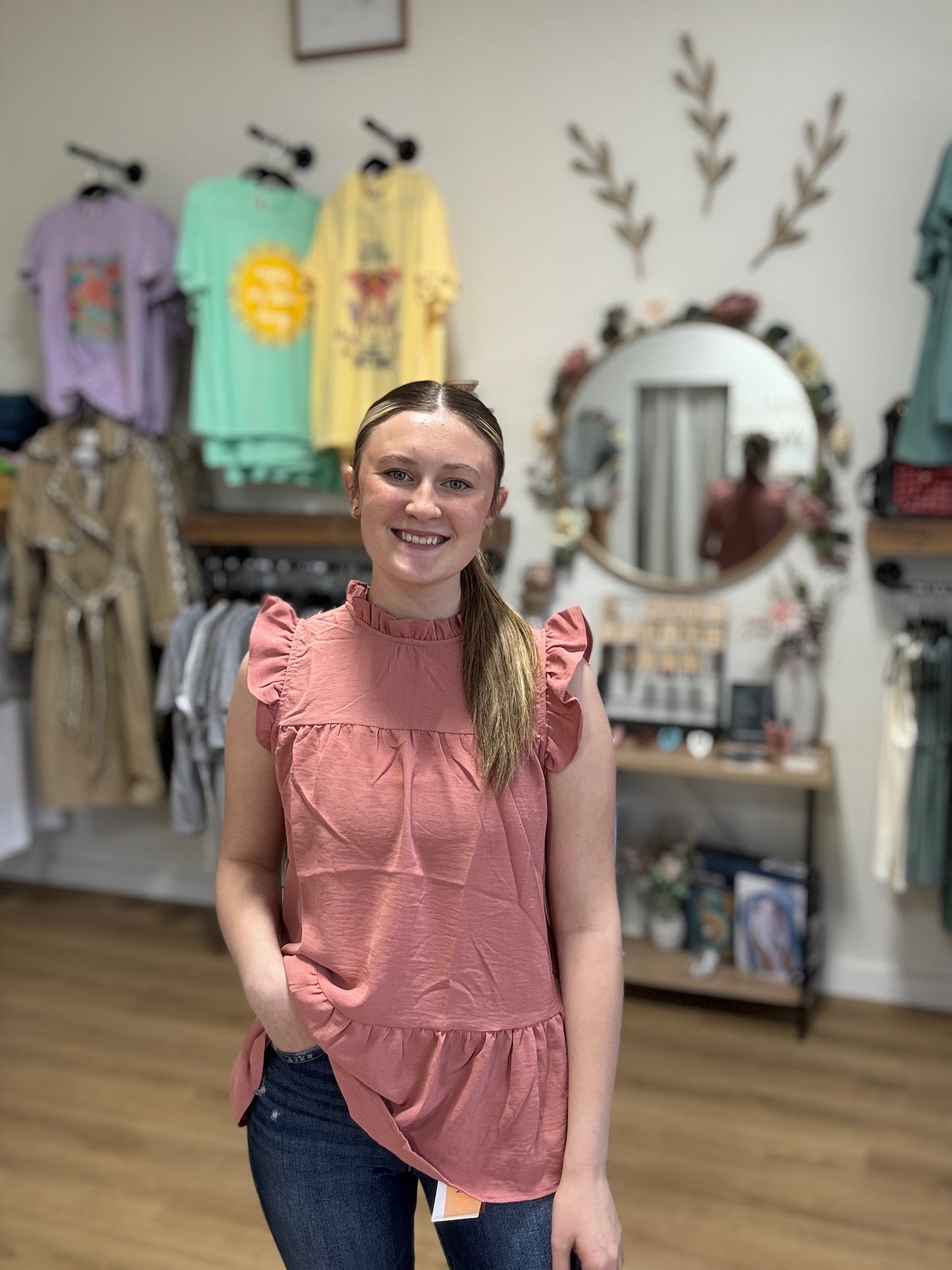 Misia Ruffle Sleeve Top Blush