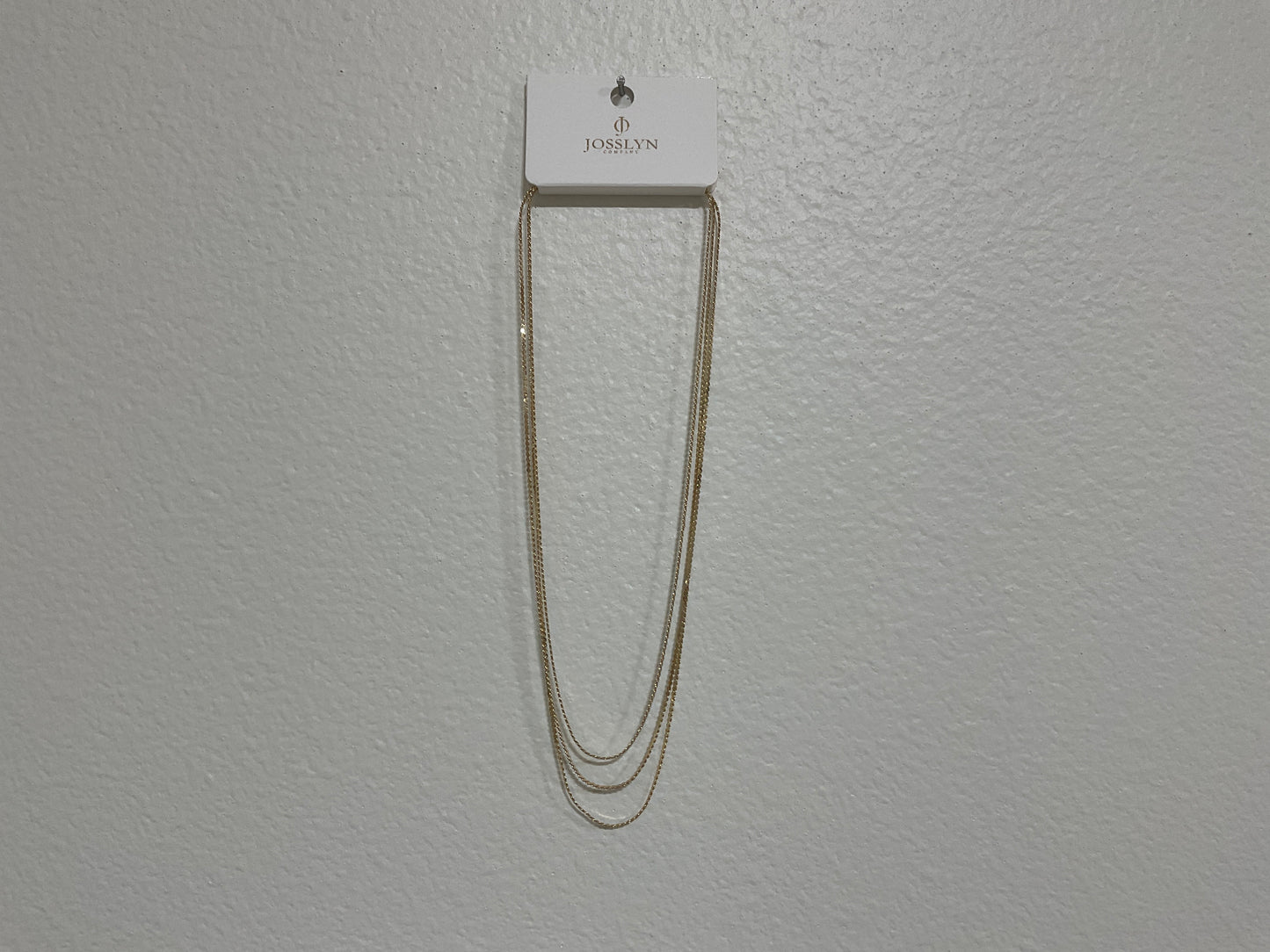 Gold Triple Layer Thin Flat Chain Necklace