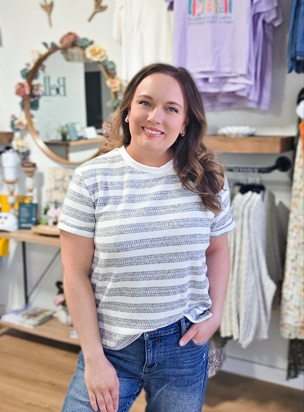 Driftwood Stripes Contrast Top