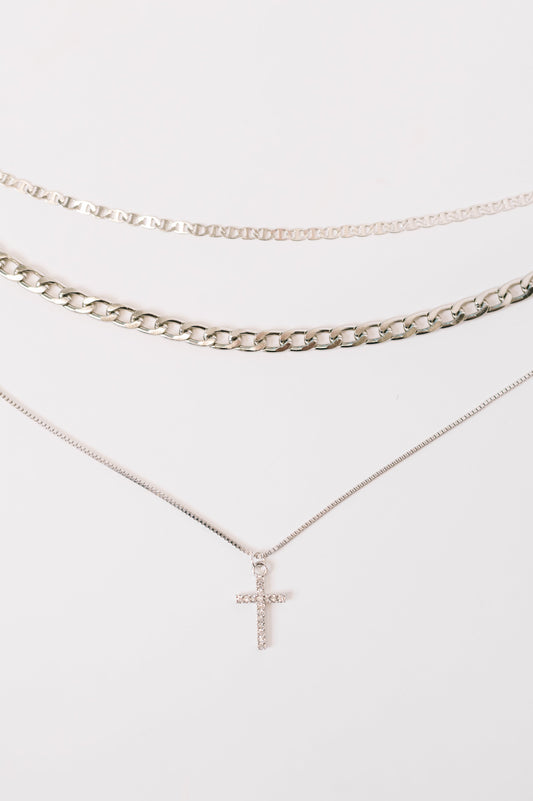 Layered Faith Necklace in Silver