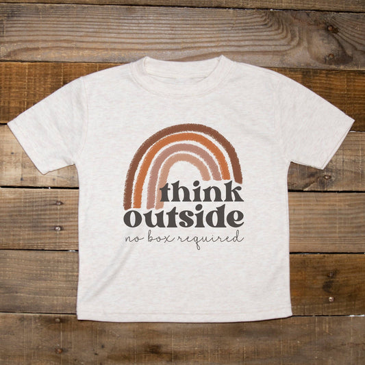 "think outside no box required" Kids Tee