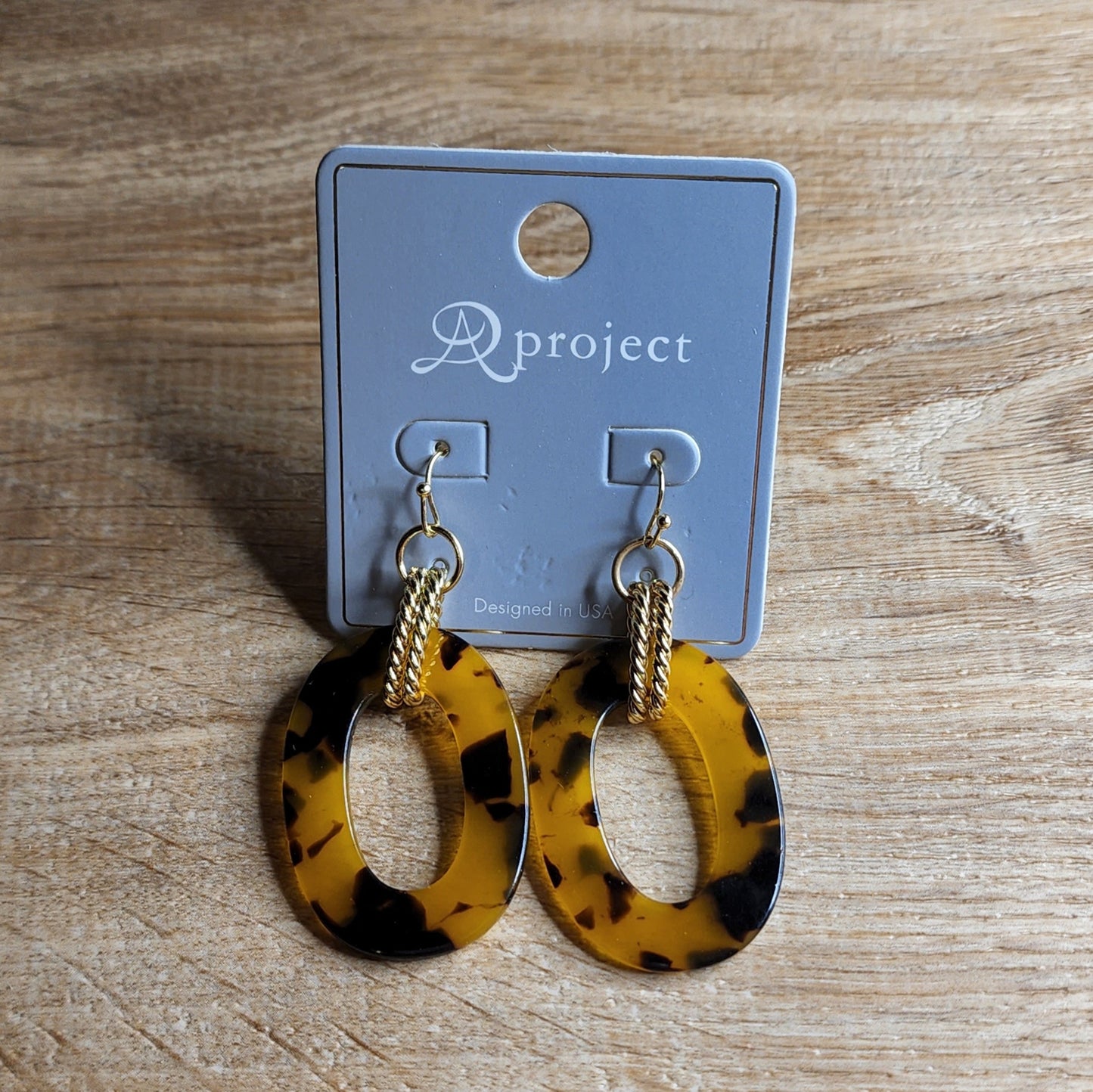 Oval Acetate & Twisted Metal Earrings