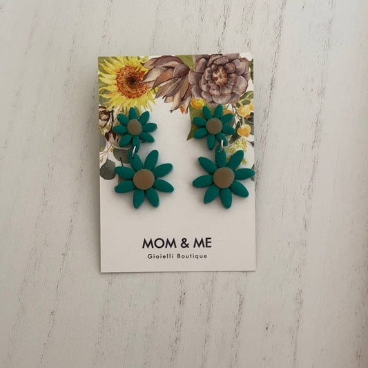 Teal Daisy Statement earring