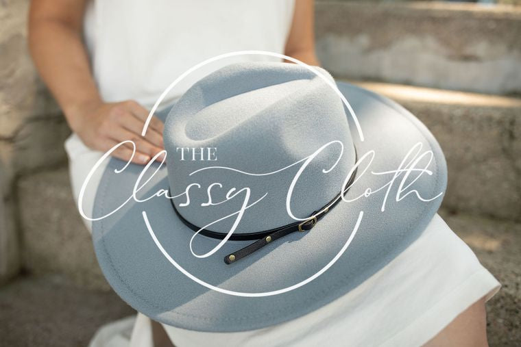 Wide Brim Hat w/ Belt - Grey