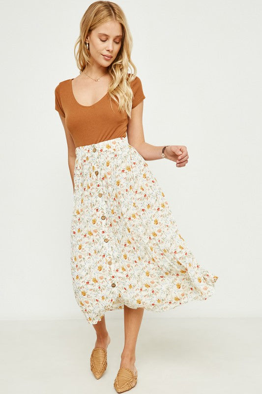 Women's Floral Print Midi Skirt