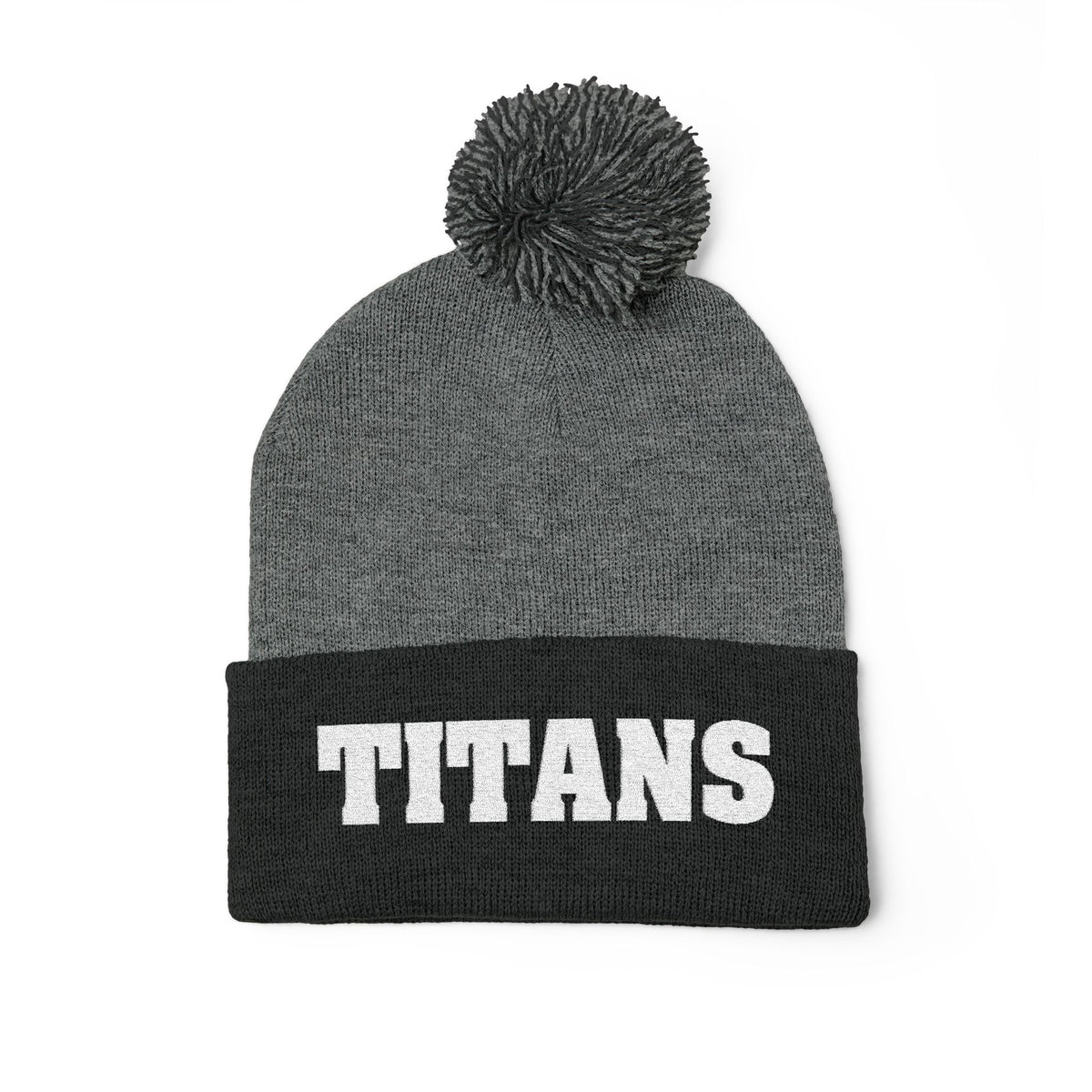 Pom-Pom Knit Cap - 'TITANS' Embroidered Beanie
