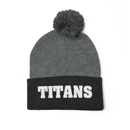 Pom-Pom Knit Cap - 'TITANS' Embroidered Beanie