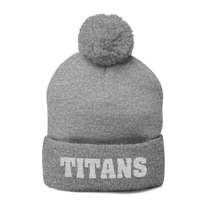 Pom-Pom Knit Cap - 'TITANS' Embroidered Beanie