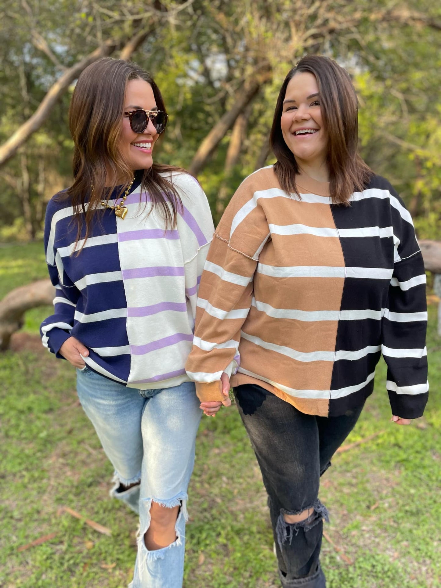 PREORDER: Exceptional Thought Striped Patchwork Sweater in Three Colors