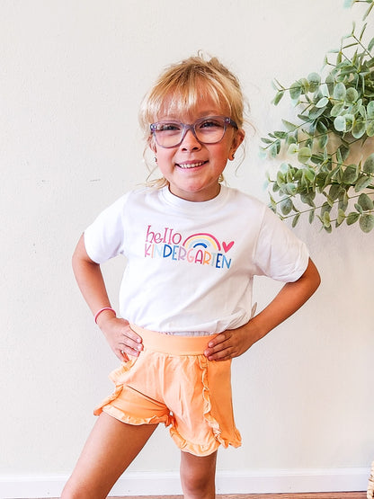 Kids - Orange Ruffle Girl Shorts