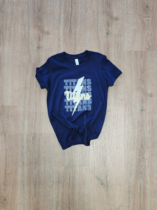 Youth Sparkle *Titans* Repeating Tee - Navy