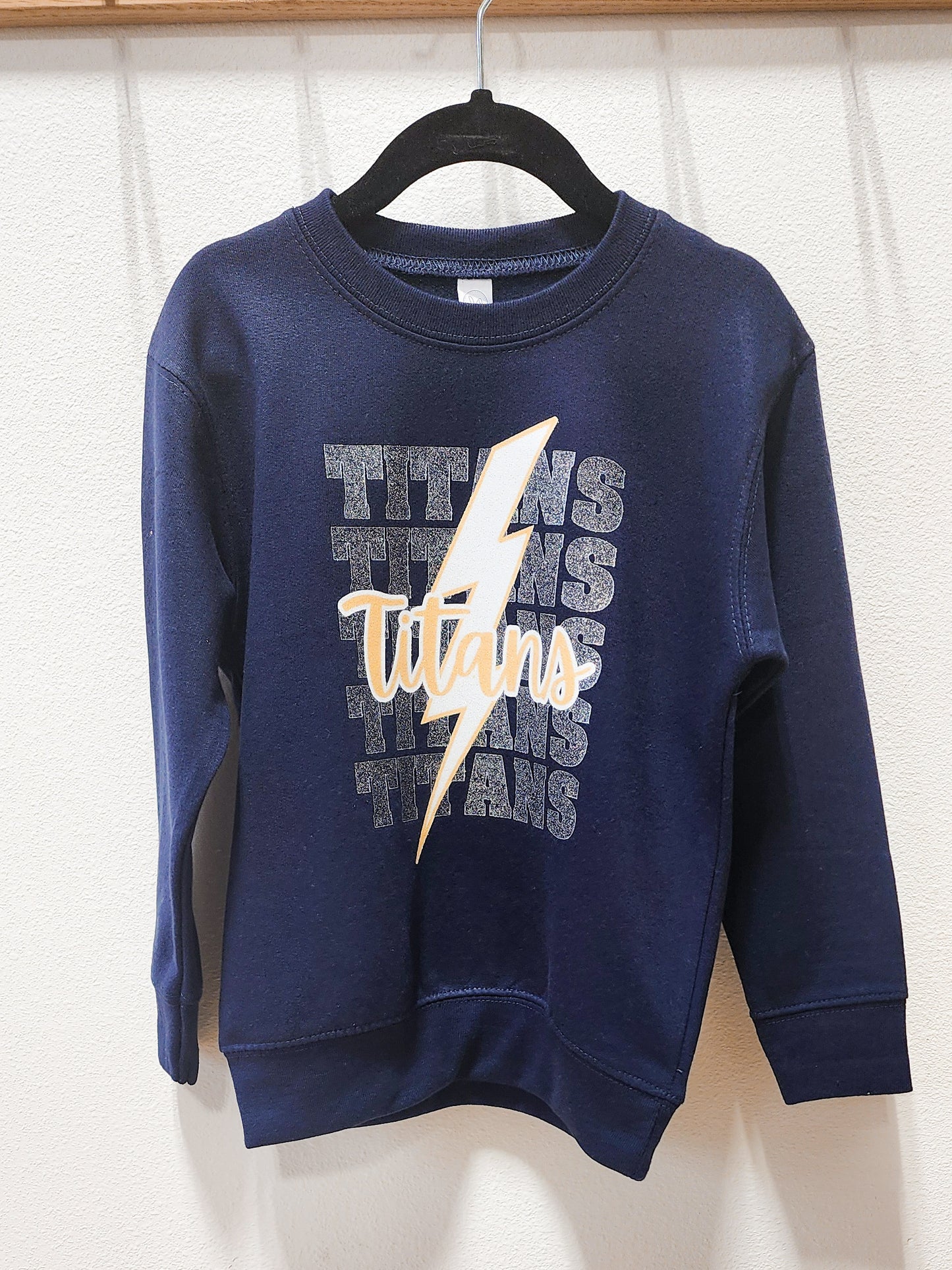 Toddler Tea Area "TITANS GLITTER *Repeating*" Graphic Crew Sweatshirt