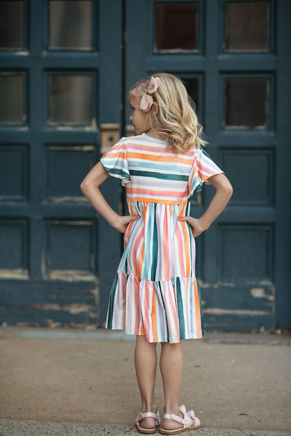 Kids Boho Stripe Flutter Dress