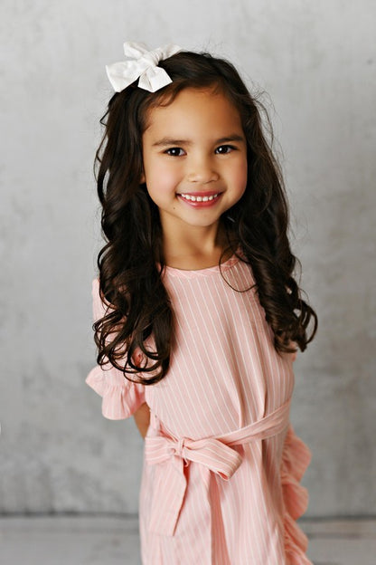 Kids Pink Stripe Ruffle Dress