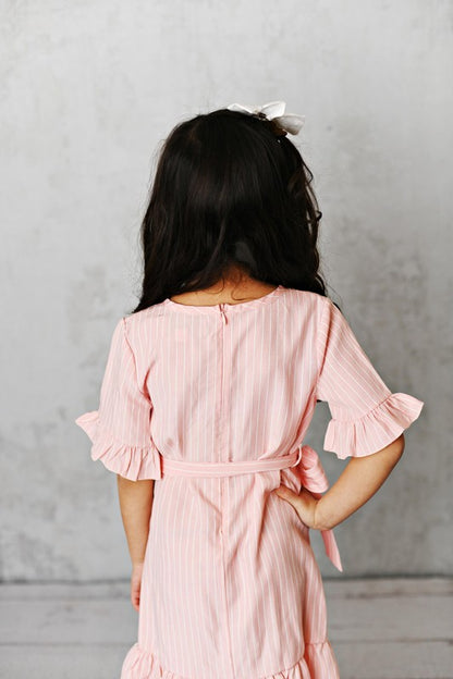 Kids Pink Stripe Ruffle Dress