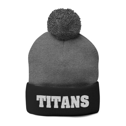 Pom-Pom Knit Cap - 'TITANS' Embroidered Beanie