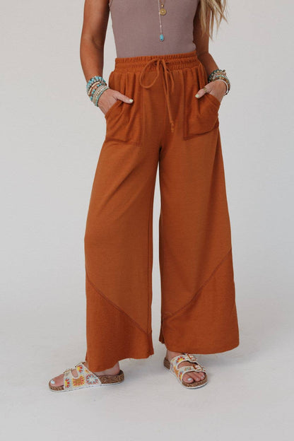 All Set Wide Leg Pants - Meerkat