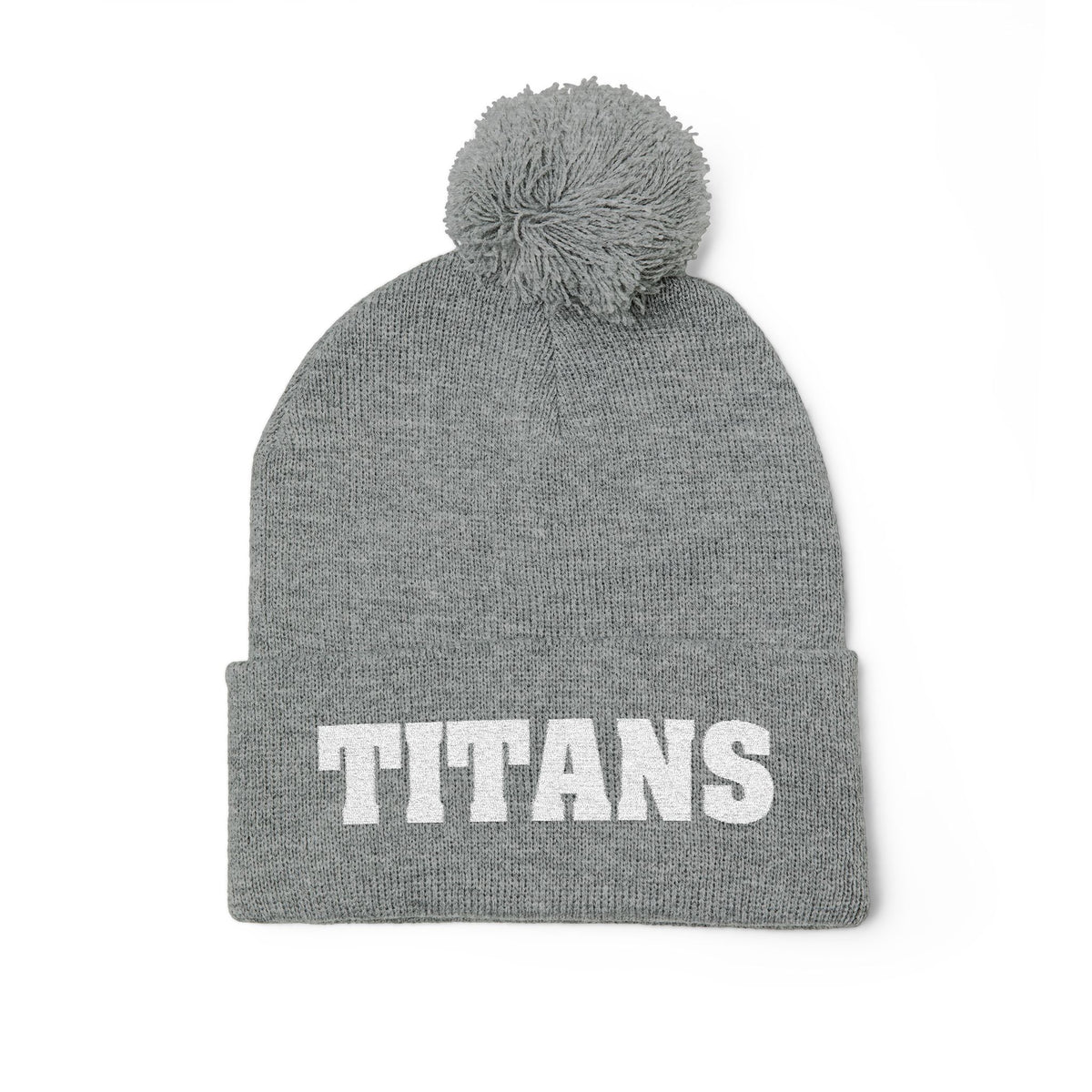 Pom-Pom Knit Cap - 'TITANS' Embroidered Beanie