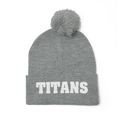 Pom-Pom Knit Cap - 'TITANS' Embroidered Beanie