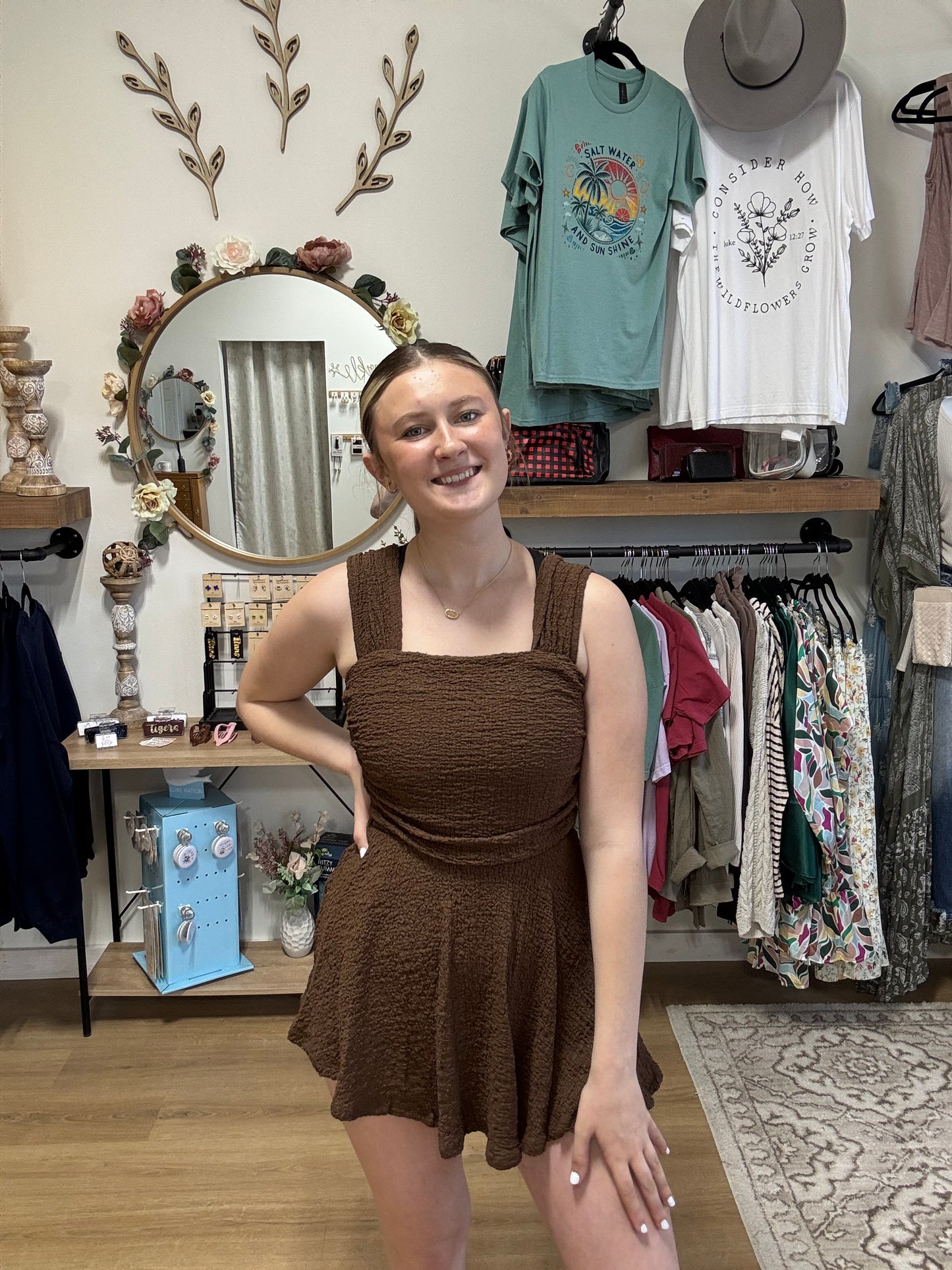 Textured Brown Romper