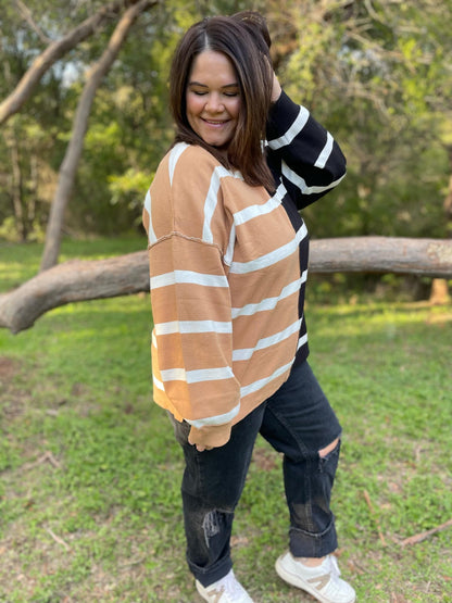 PREORDER: Exceptional Thought Striped Patchwork Sweater in Three Colors