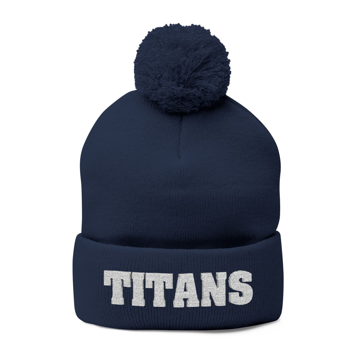 Pom-Pom Knit Cap - 'TITANS' Embroidered Beanie