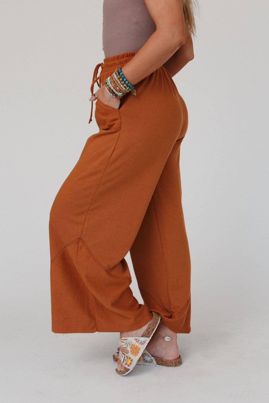 All Set Wide Leg Pants - Meerkat