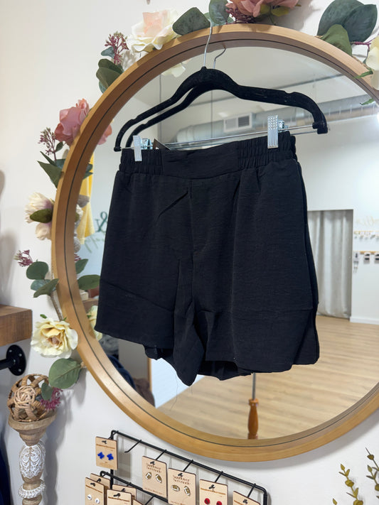 Black Linen Shorts