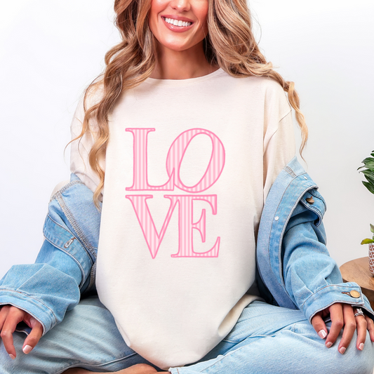 Blush Stripe LOVE Graphic Tee