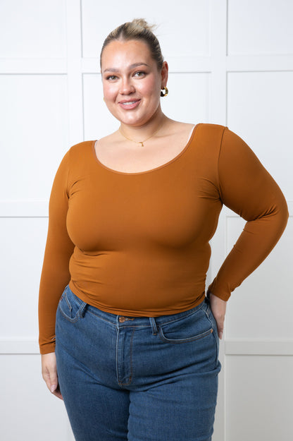 Bring in the Basics Seamless Reversible V-Neck Caramel