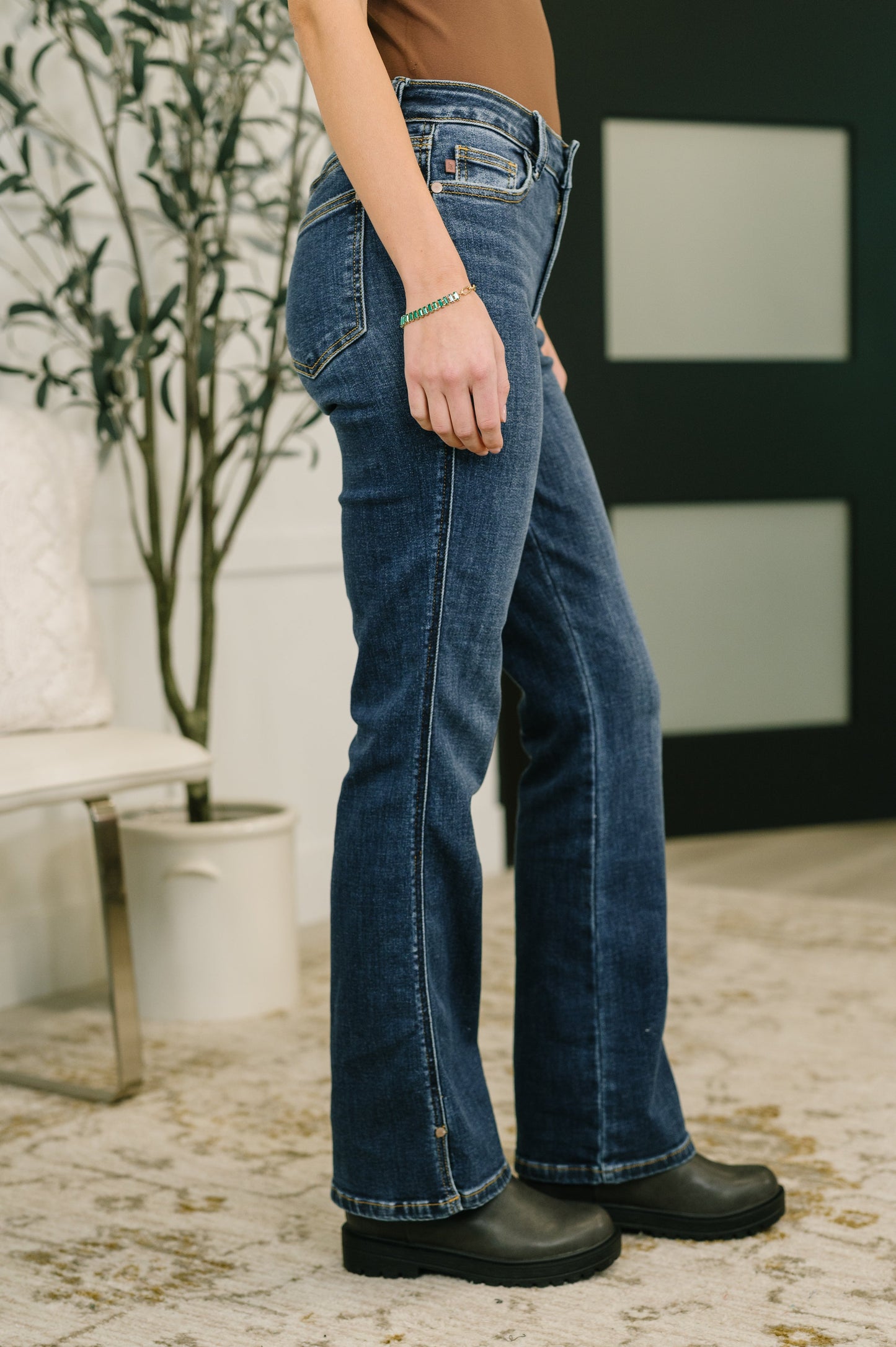 Casey Mid Rise Bootcut with Cell Phone Back Pocket & Slit