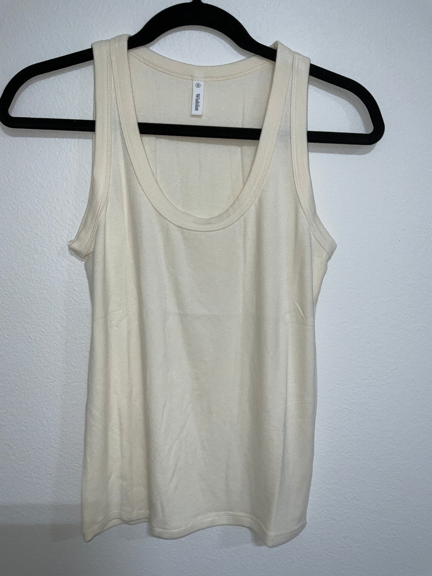 Cream Ribbed Tank Top