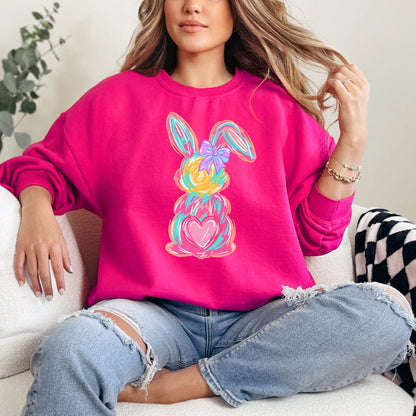 Watercolor Bunny Graphic Sweatshirt