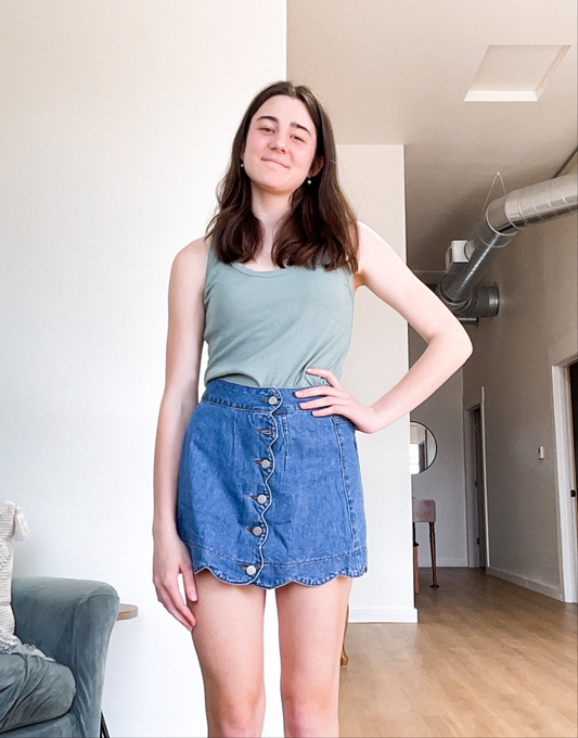 Scalloped Denim Skirt