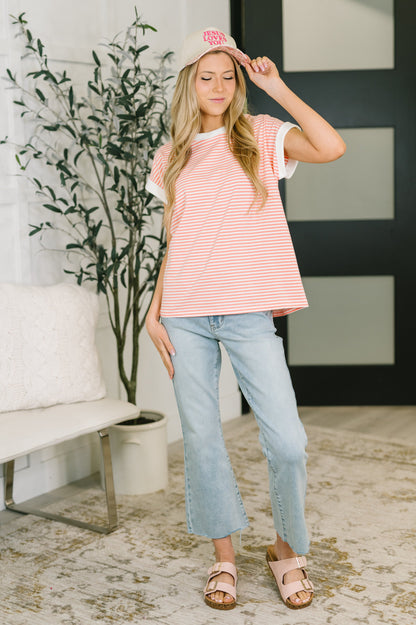 I Wouldn't Mind Short Sleeve Top in Coral