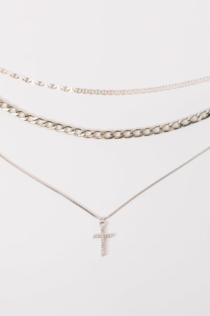 Layered Faith Necklace in Silver