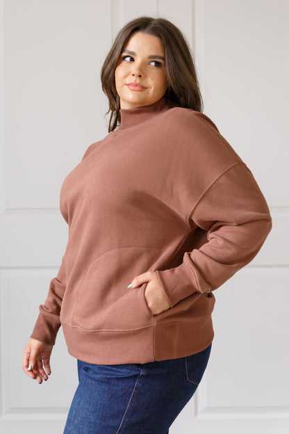 Make No Mistake Mock Neck Pullover in Cocoa