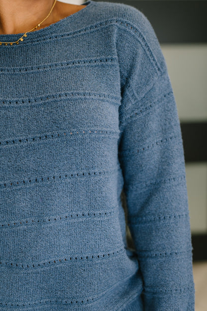 Take My Time Boatneck Textured Long Sleeve