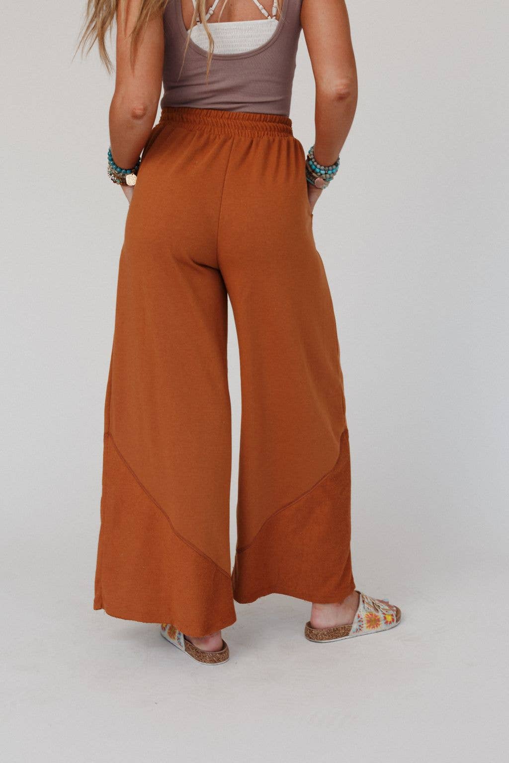 All Set Wide Leg Pants - Meerkat