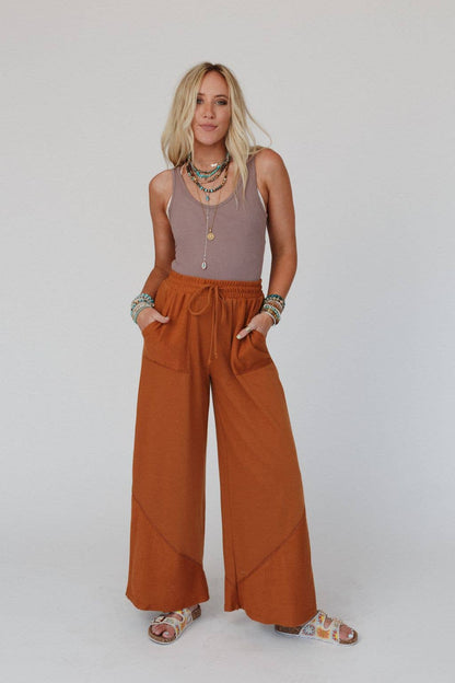 All Set Wide Leg Pants - Meerkat