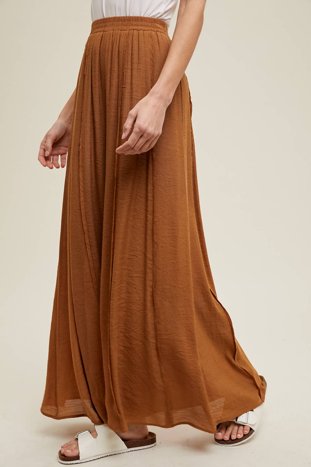 WIDE LEG PANTS WITH RAW EDGE DETAIL