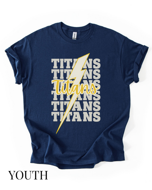 Kids Glitter Tea Area "TITANS *Repeating*" Graphic Tee